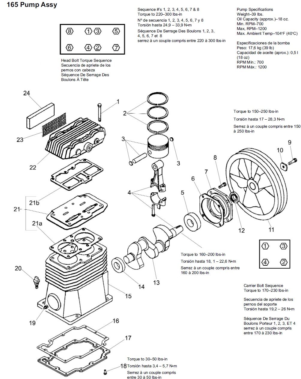 POWERMATE CWA591016.5 Air Compressor Pump Breakdown 165